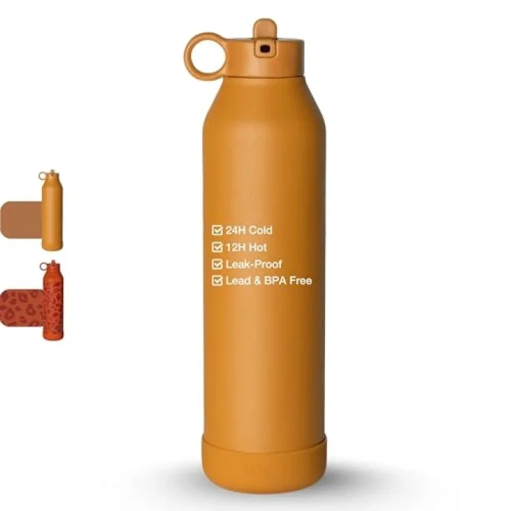 Su Şişesi - Vakum Yalıtımlı Paslanmaz Çelik Su Şişesi 750ml - Karamel