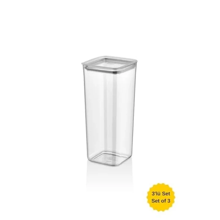 Sude Kare Saklama Kabı 3 X 2 Litre, Şeffaf