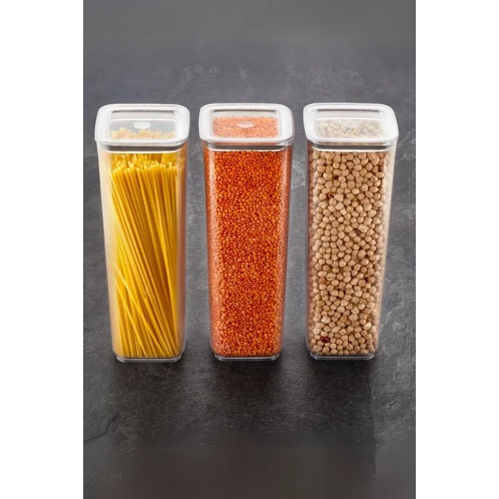 Sude Kare Saklama Kabı 3 X 2 Litre, Şeffaf