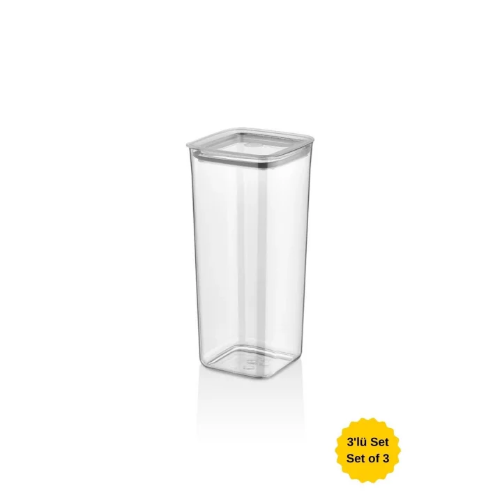 Sude Kare Saklama Kabı 3 X 2 Litre, Şeffaf