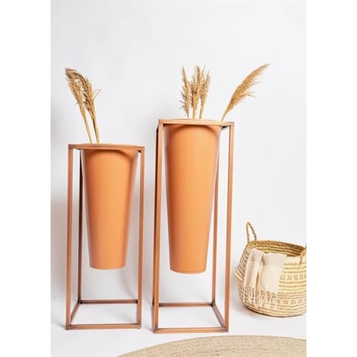 Suelo Vazo Terracota & Bakır 29x29x70 cm