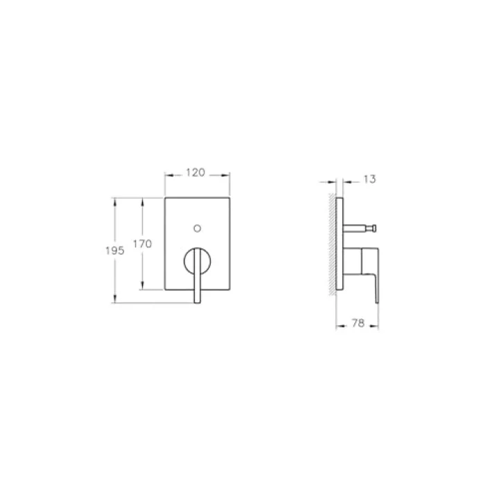 Suit A42838 Ankastre Banyo Bataryası, Sıva Üstü, Krom
