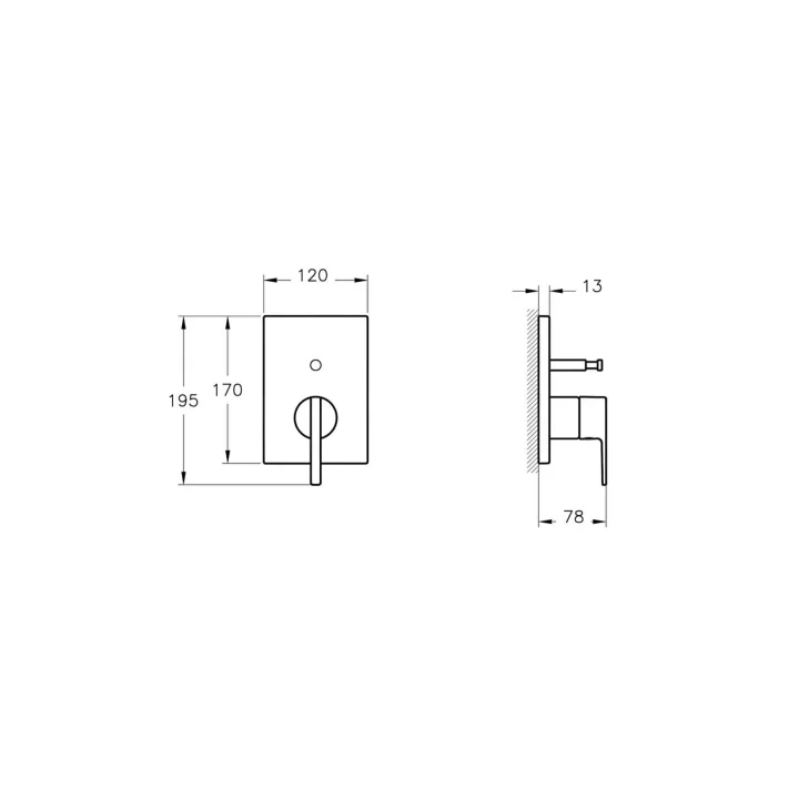 Suit A42838 Ankastre Banyo Bataryası, Sıva Üstü, Krom