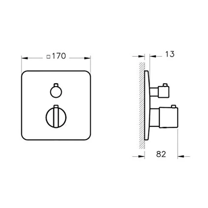 Suit U A4267426 Ankastre Termostatik Banyo Bataryası, Sıva Üstü, V-Box, Bakır