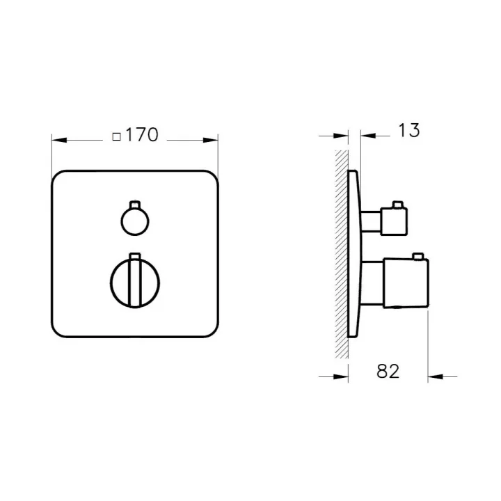 Suit U A4267426 Ankastre Termostatik Banyo Bataryası, Sıva Üstü, V-Box, Bakır