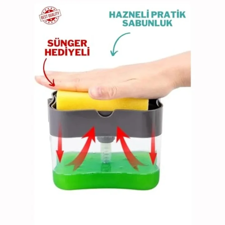 Süngerli Sıvı Bulaşık Deterjanı Dispanseri, Süngerli Basmatik Sıvı Deterjanlık