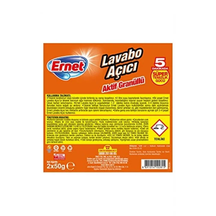 Süper Lavabo Açıcı Aktif Granüllü 2X50 G
