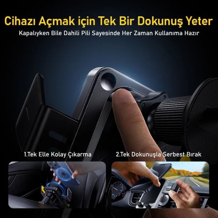 Superauto 65W Araç İçi Şarjı, 15W Şarj Aleti Handsfree Telefon Tutucu