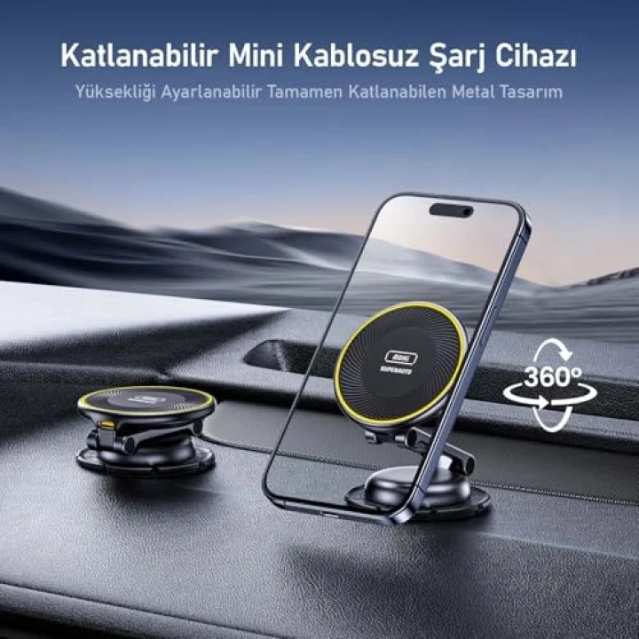 Superauto 65W Araç İçi Şarjı, 15W Şarj Aleti, Katlanır Telefon Tutucu