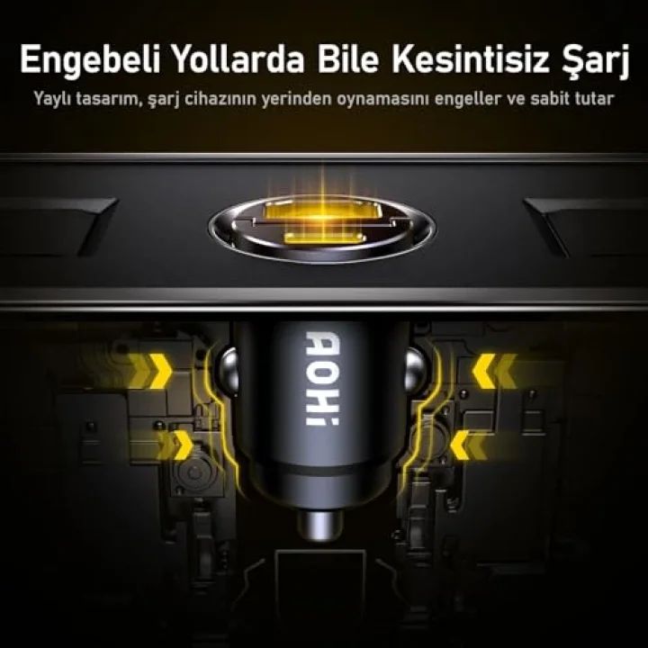 Superauto Araç İçi Şarjı, 2 Portlu PD 65W Type-C to Type-C, USB, Hızlı Şarj Çakmaklık Adaptörü, Siyah