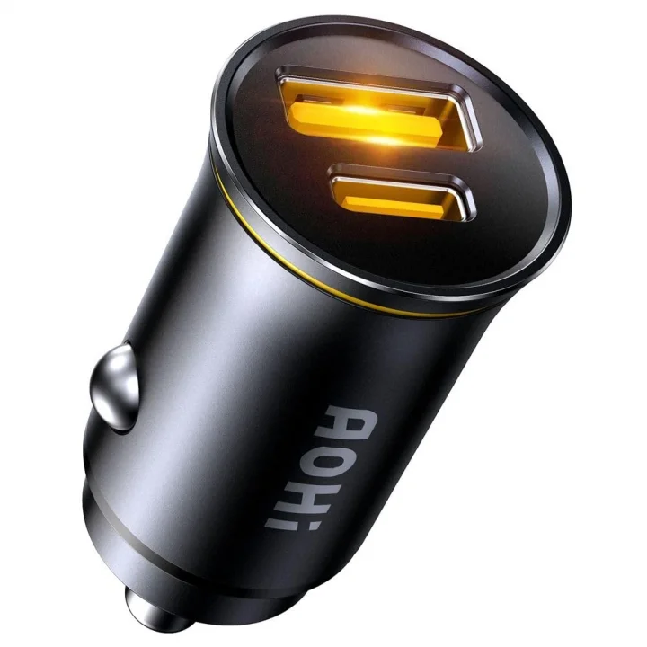 Superauto Araç İçi Şarjı, 2 Portlu PD 65W Type-C to Type-C, USB, Hızlı Şarj Çakmaklık Adaptörü, Siyah