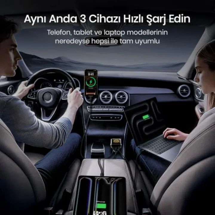 Superauto Araç İçi Şarjı,170W Hızlı Şarj Çakmaklık Adaptörü