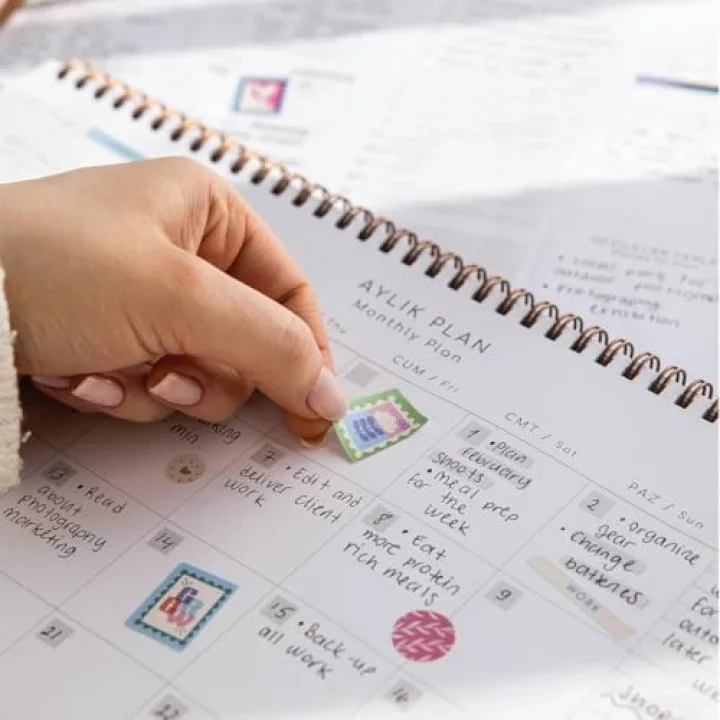 Süresiz Haftalık Spiralli Masaüstü Planlayıcı 24x34 cm - Desk Planner Siyah