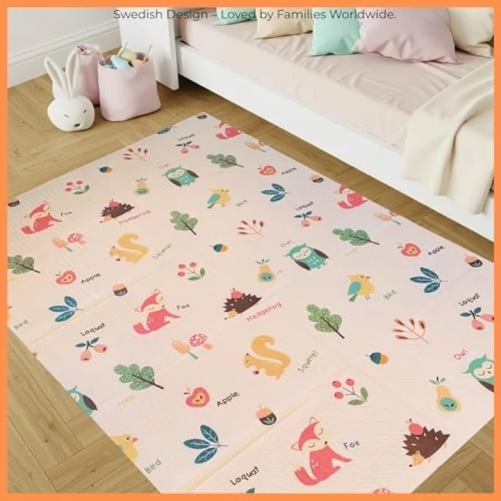 Sweet Forest Çift Taraflı Katlanabilir Oyun Halısı ve Matı Premium Seri – Taşıma Çantalı (180X150)