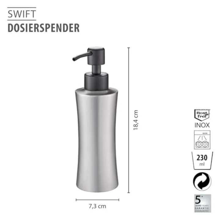 Swift dozaj dispenseri paslanmaz çelik 5,6 x 7,3 x 18,4 cm