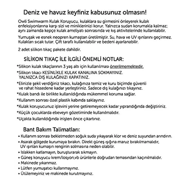 Swimwarm Kulak Koruyucu Bebek Siyah