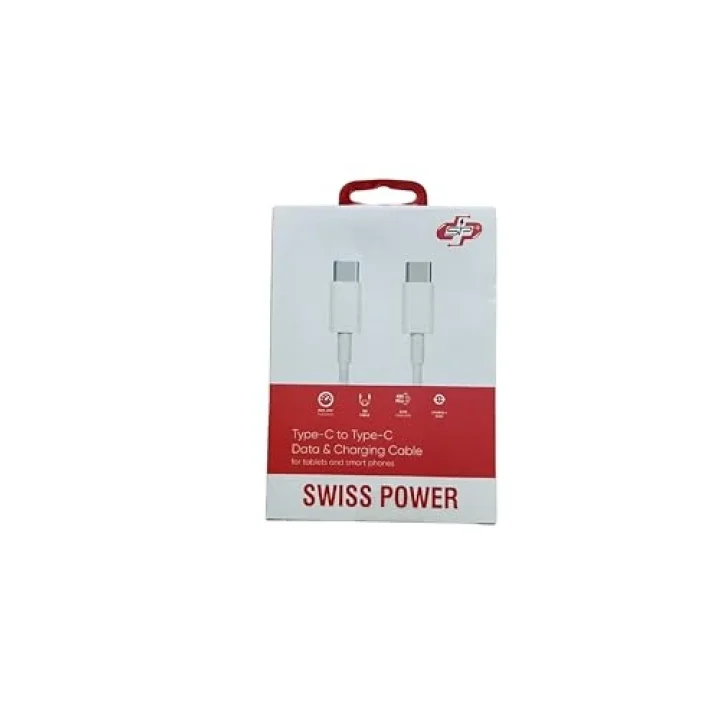 Swiss Power Type-C to Type-C Data ve Şarj Kablosu SWP-CACC01 - Beyaz