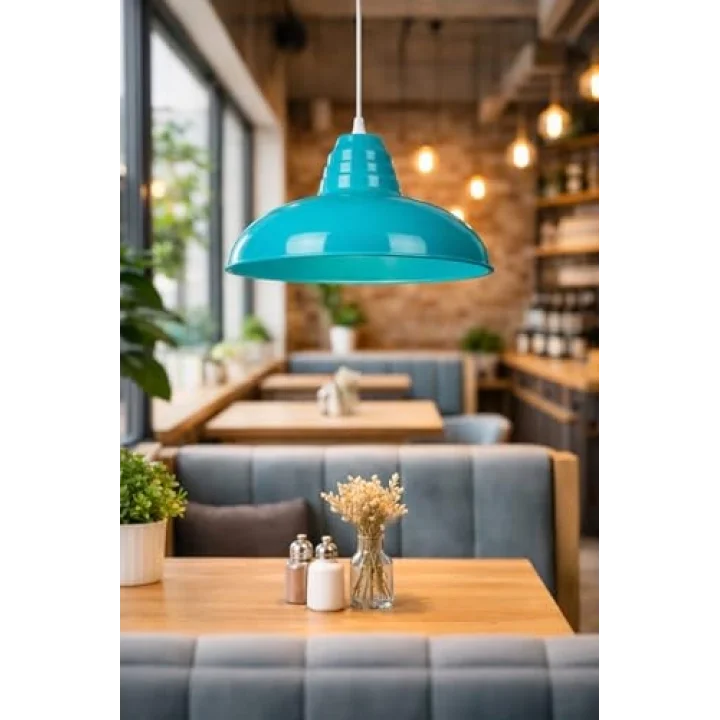 Sydney Özel Tasarım Modern Dekoratif - Cafe - Sarkıt - Mutfak Tekli Avize (Turkuaz)