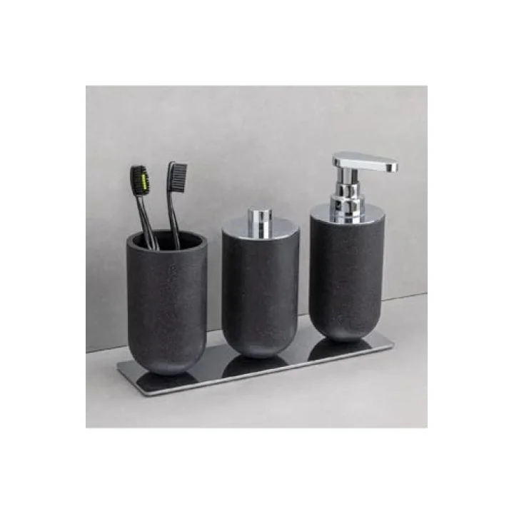 System Diş Fırçalığı Siyah/Krom Renk 143X75X75 Mm