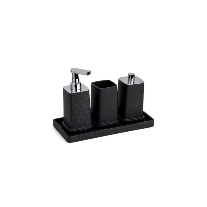 System Sıvı Sabunluk Siyah/Krom Renk 195X95X87 Mm