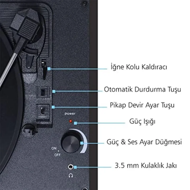 T310ch Şarj ve Bluetooth Özellikli Pikap - 33, 45, 78 (T310CH Siyah)