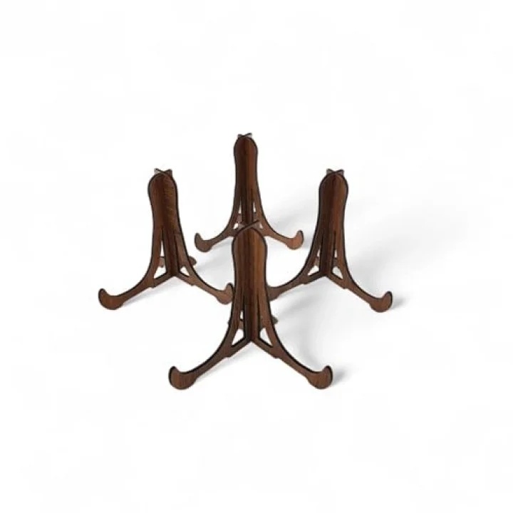Tabak ve Süs Levhaları Gerçek Ahşap 4lü Teşhir Ayağı 10 cm x 10 cm Stand