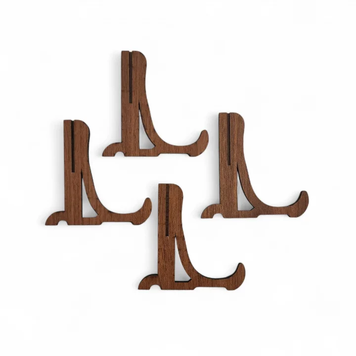 Tabak ve Süs Levhaları Gerçek Ahşap 4lü Teşhir Ayağı 10 cm x 10 cm Stand