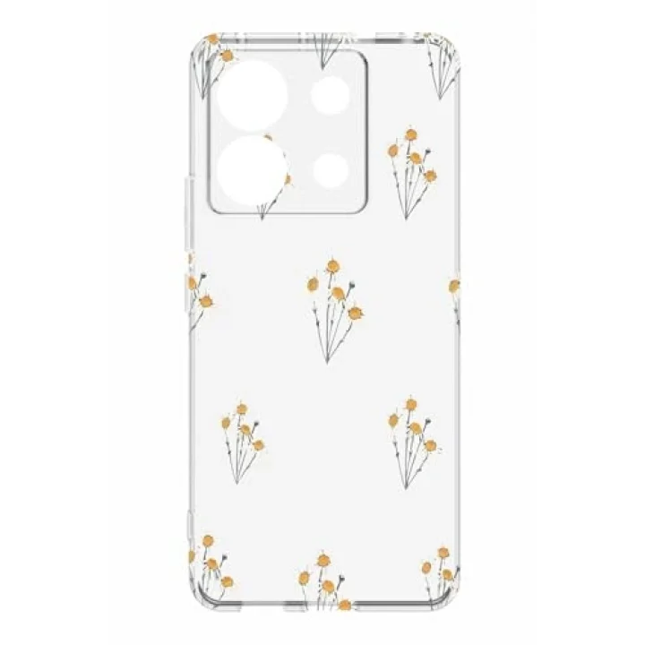 Tablet Kılıfı, Şeffaf Silikon, Kamera Korumalı, Papatya Desenli