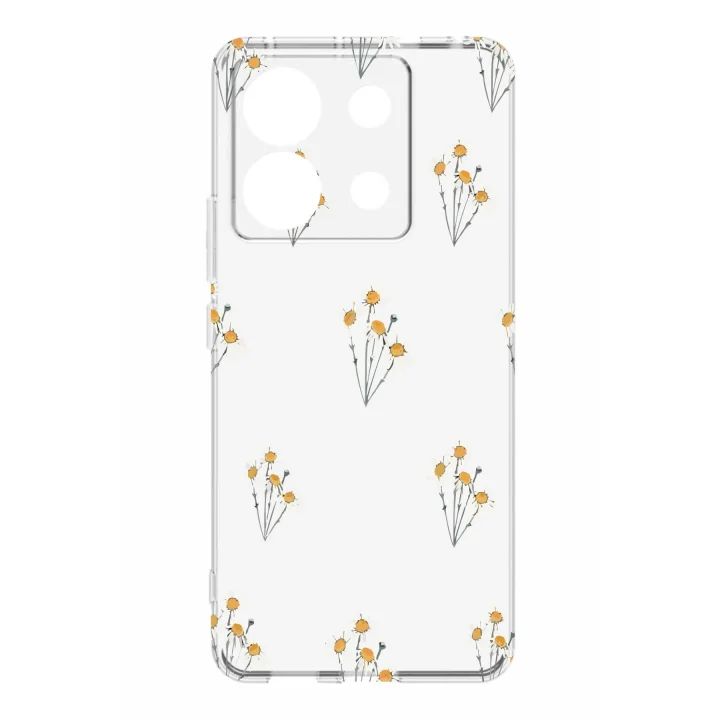 Tablet Kılıfı, Şeffaf Silikon, Kamera Korumalı, Papatya Desenli