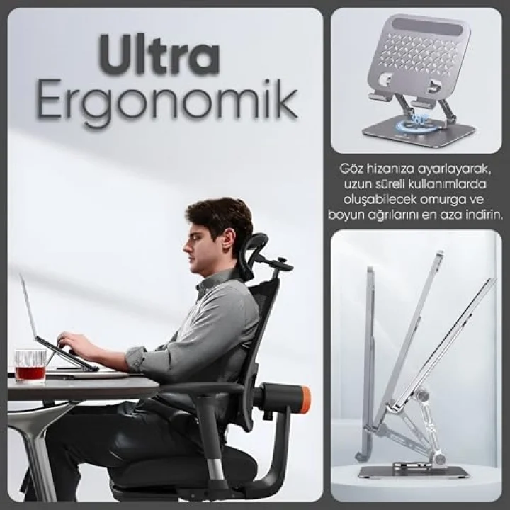 Tablet Standı 360 Derece Dönebilen Katlanabilir Ergonomik Tablet Tutucu
