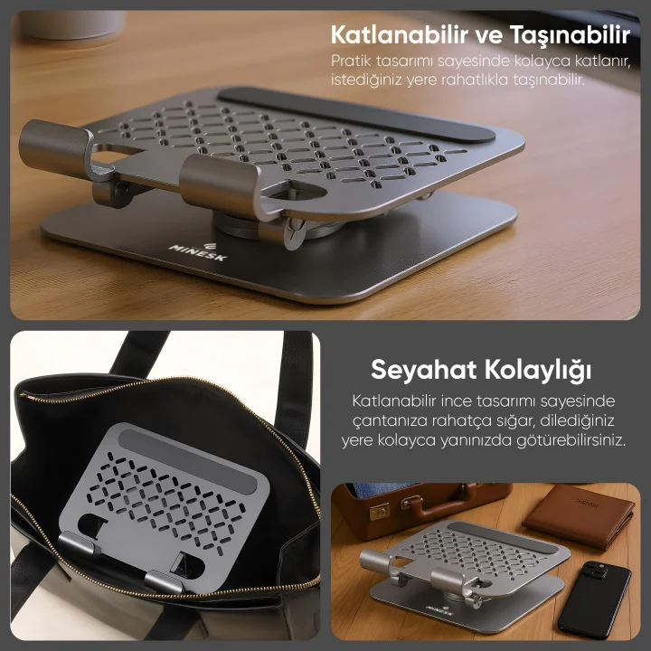 Tablet Standı 360 Derece Dönebilen Katlanabilir Ergonomik Tablet Tutucu