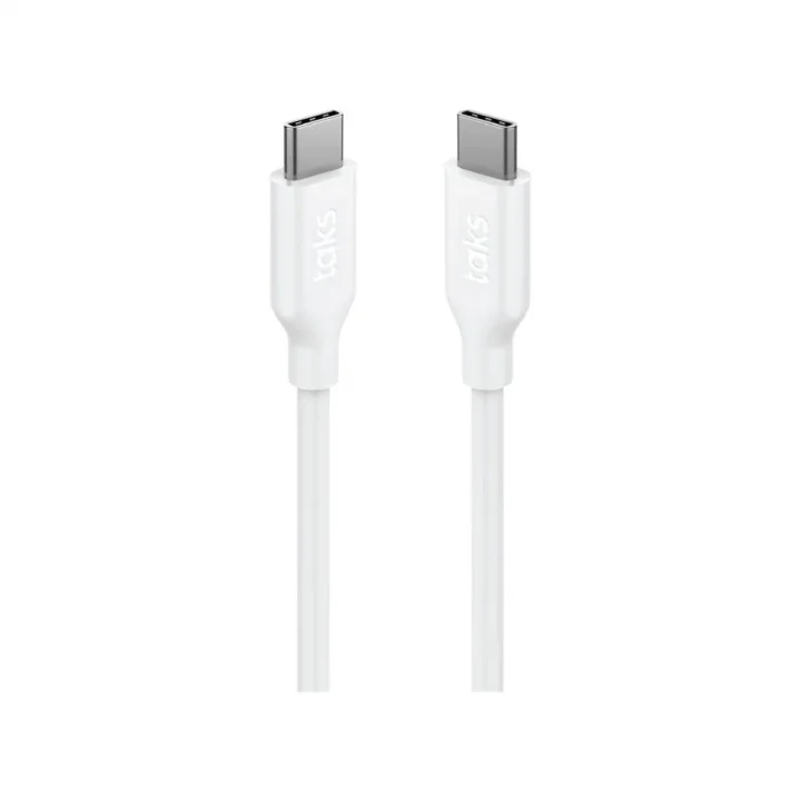 taks USB-C - USB-C 120cm 60W PD/QC Hızlı Şarj/Data Kablosu Beyaz