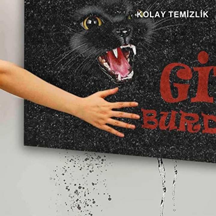 Tasarımlı Dekoratif Kapı önü Paspas, Dış Mekan/Ev İçi/Banyo/Mutfak/Yatak Odası/Giriş Paspasları (Git Buradan Siyah, 45X70)