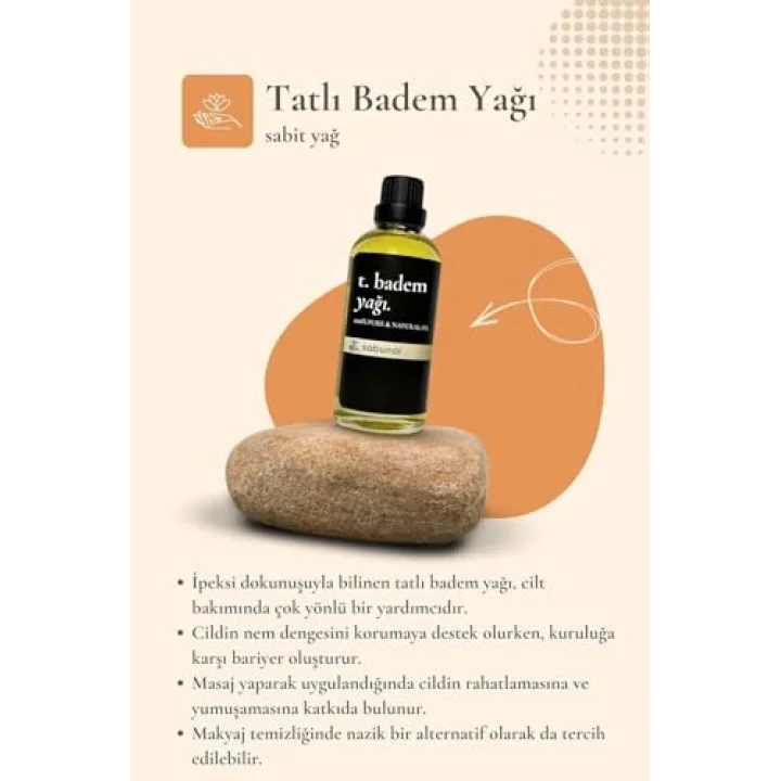 Tatlı Badem Yağı 100 ml - Cilt ve Saç Uyumlu Nemlendirici Yağ