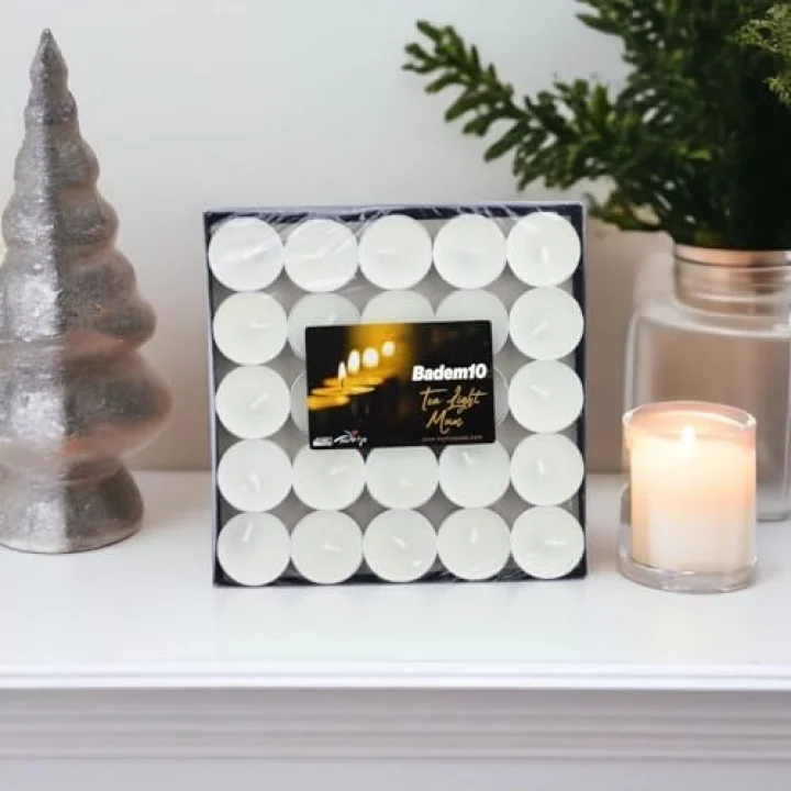 Tealight Mum 50x6 Gr Dekoratif Mumu Kandil Hediyelik Fitilli Mumluk Şamdan Krem Renk Kokusuz