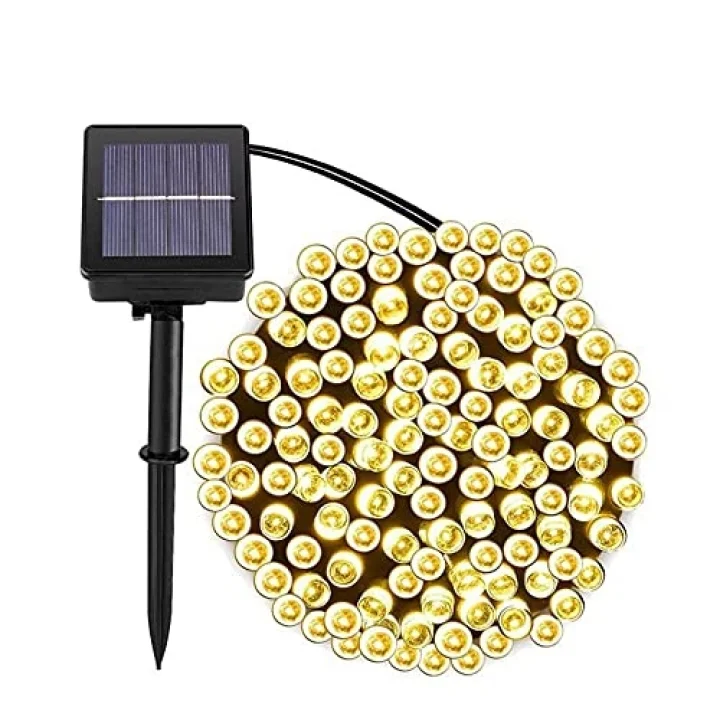 TechnoSmart Solar 100 Ledli 12 Metre Bahçe Aydınlatma Dekorasyon Güneş Enerjili Led Sarı Işık