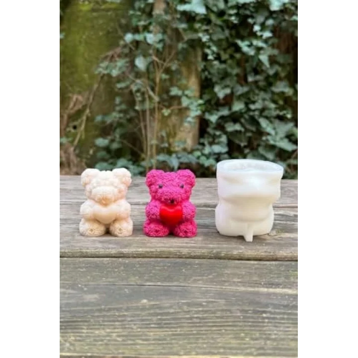 Teddy Bear Gül Dokulu Küçük Tekli Mum Kalıbı