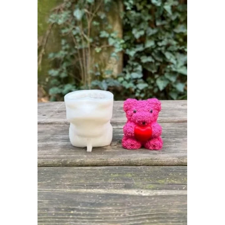 Teddy Bear Gül Dokulu Küçük Tekli Mum Kalıbı