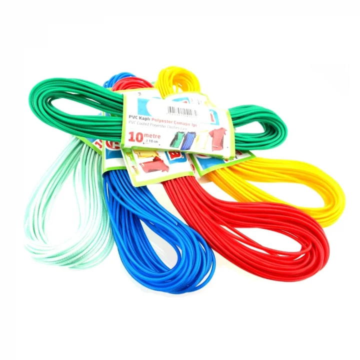 Tek-İş Pvc Kaplı Çamaşır İpi, 10 Metre, Renkli