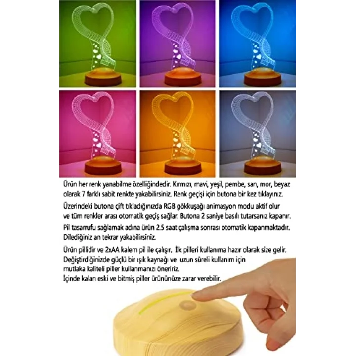 Tek Kalp Anneye Hediye Lamba, Kişiye Özel Anneler Günü Hediyesi, Anne Hediyesi Kalp Led Lamba