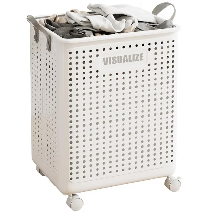 Tekerlekli Katlanabilir Çok Amaçlı Sepet, 40 Litre, Havalandırmalı Tasarım (Gri)