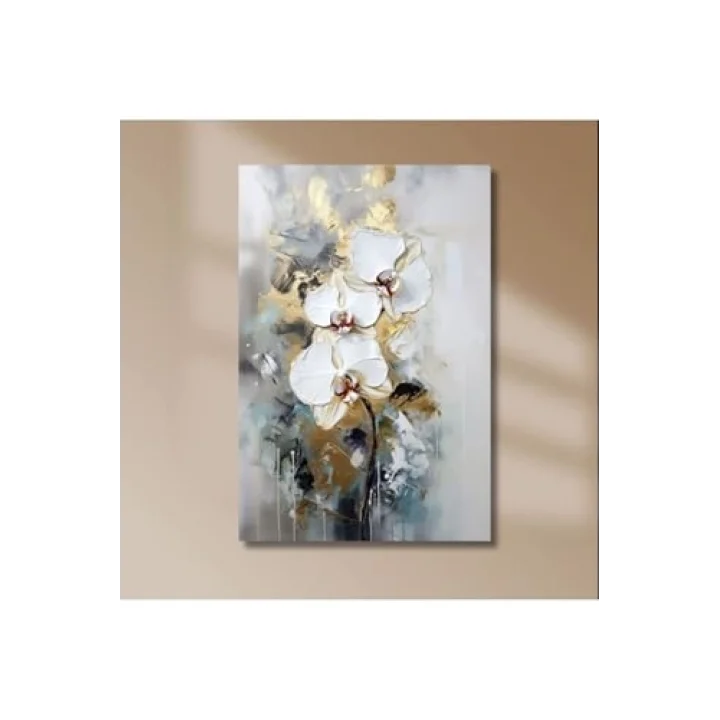 Tekli Dikey Kanvas Duvar Tablosu Soyut Akıtma Orkide Tasarım, 50 X 70