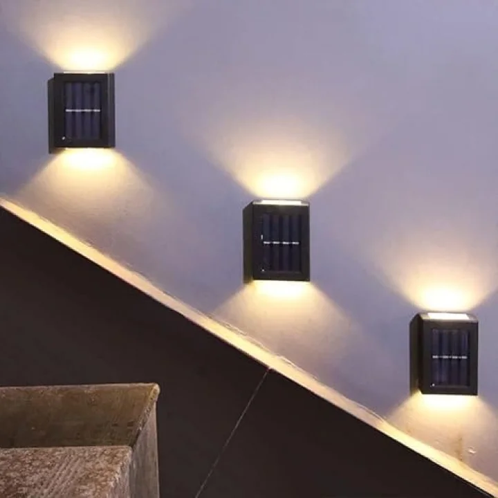 Tekli Solar Bahçe Aydınlatması Güneş Enerjili Bahçe Aydınlatması Duvar Lambası Çift Taraflı Aplik Işık Led Işık