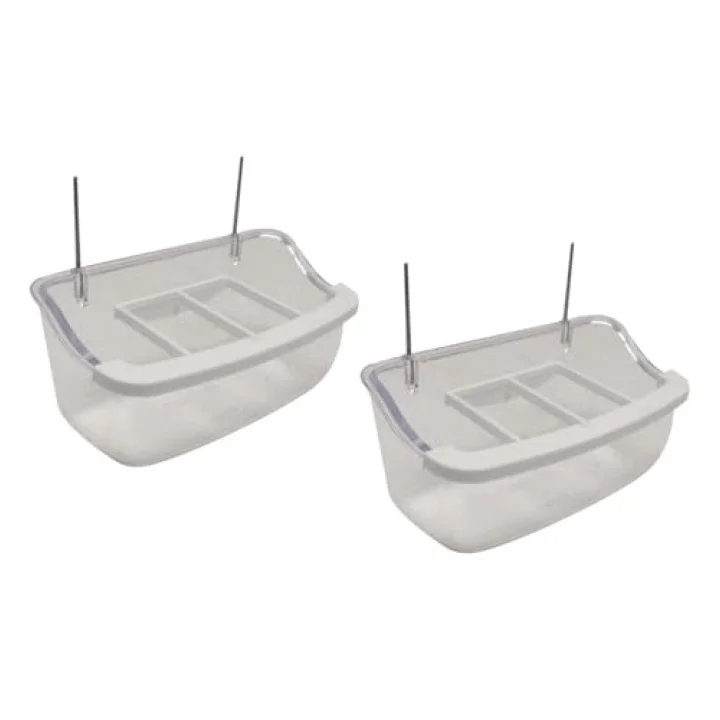 Tel Askılı Izgaralı Şeffaf Kuş Yemliği 10 cm - 2 Adet