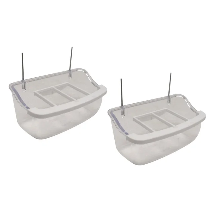 Tel Askılı Izgaralı Şeffaf Kuş Yemliği 10 cm - 2 Adet