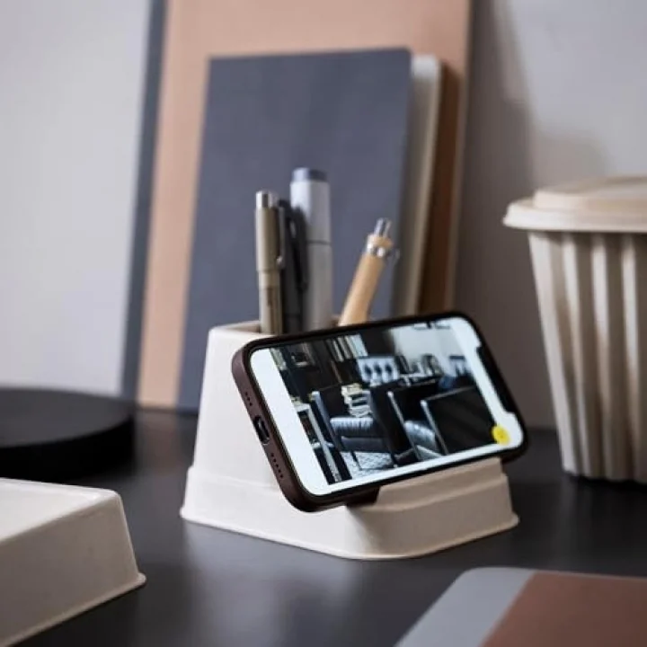 Telefon/tablet standı, natürel, 14x8x10 cm