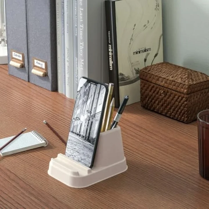 Telefon/tablet standı, natürel, 14x8x10 cm