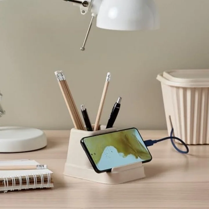 Telefon/tablet standı, natürel, 14x8x10 cm