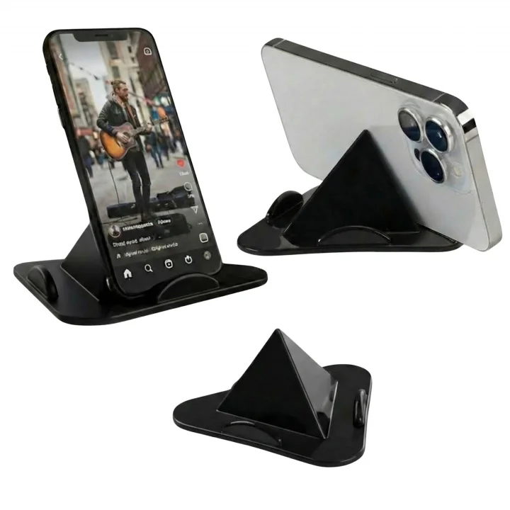 Telefon Tablet Tutucu – Piramit Tasarım 3 Açılı Masaüstü Stand, iPhone ve Android Uyumlu, Ofis, Online Ders ve Toplantılar İçin, 4–11 İnç (1, Siyah)