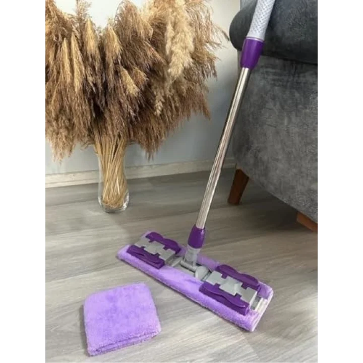 Teleskopik Yer Mopu (Mor) +Yüzey 48li Temizlik Bezi Hediyeli